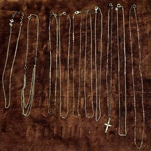 10 Elegant Sterling Silver Necklace Collection Various Lengths Cross Pendant